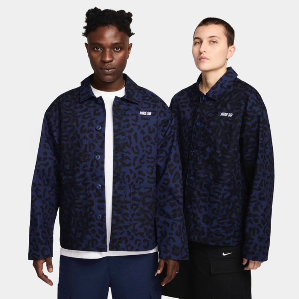 NIKE SB Unisex Animal Print Skater Loose Fit Utility Shacket w Pockets Size M